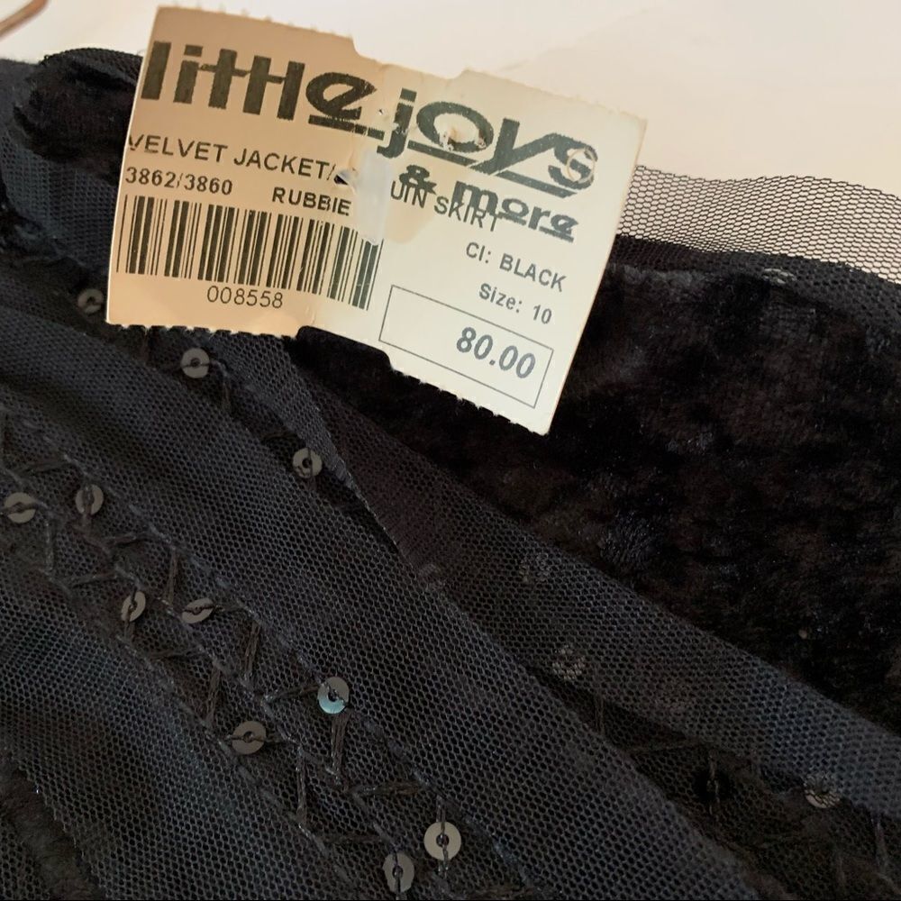 Vintage Black Velvet Ruffle Sequin Skirt - Picture 5 of 6